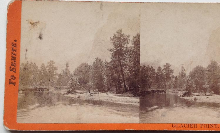 antique US made Thomas Houseworth & Co stereoview card of Yo Semite Glacier Point